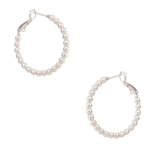 Viva Life Jewelry Mini Pearl & Silver Hoop Earrings Classic Fashion Accessories